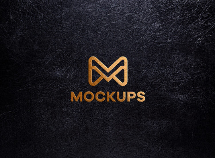 3D-Golden-Logo-Mockup-on-Black-Leather-Background