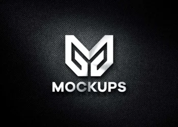 3D Metallic Logo Mockup On Dark Background