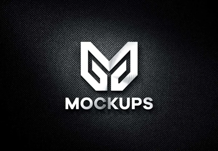 3D Metallic Logo Mockup On Dark Background