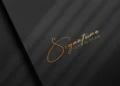 Elegant Gold Signature Logo Mockup on Black Paper
