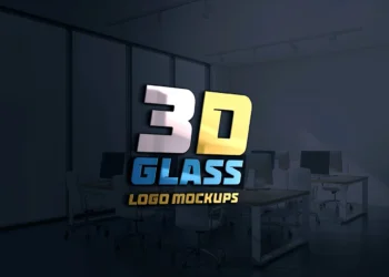 Glass Office 3D Logo Mockup