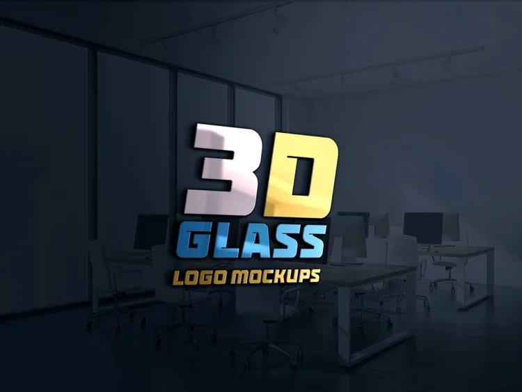 Glass Office 3D Logo Mockup