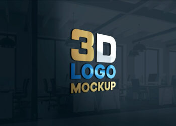 Realistic 3D Glass Logo Mockup PSD Free Download – Premium Glass Effect