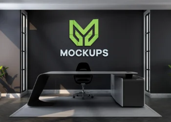 Realistic 3D Office Logo Mockup on Wall