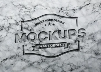 Realistic Carved Marble Stone Logo Mockup with 3D Engraved Effect PSD